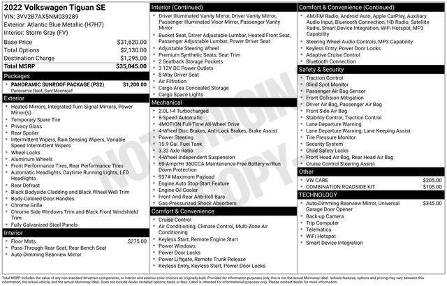 Used 2022 Volkswagen Tiguan SE w/ Panoramic Sunroof Package image 9