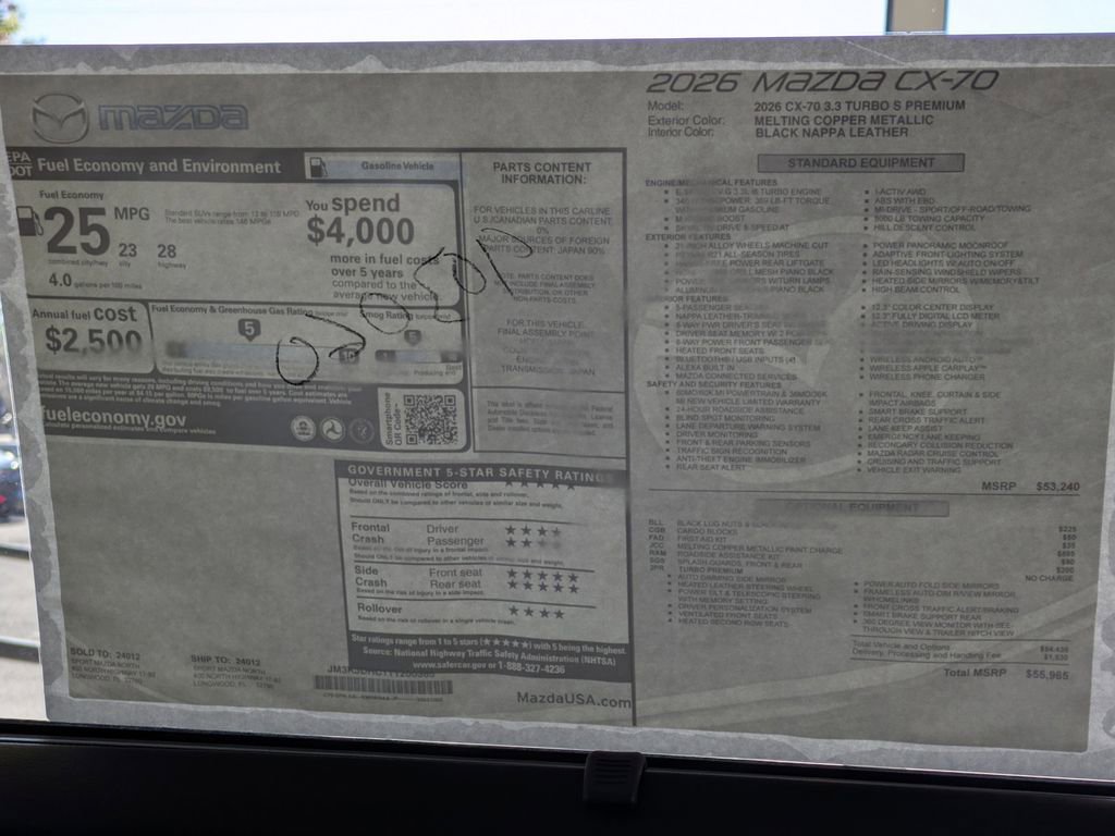 New 2026 MAZDA CX-70 3.3 Turbo S w/ Premium Package image 31