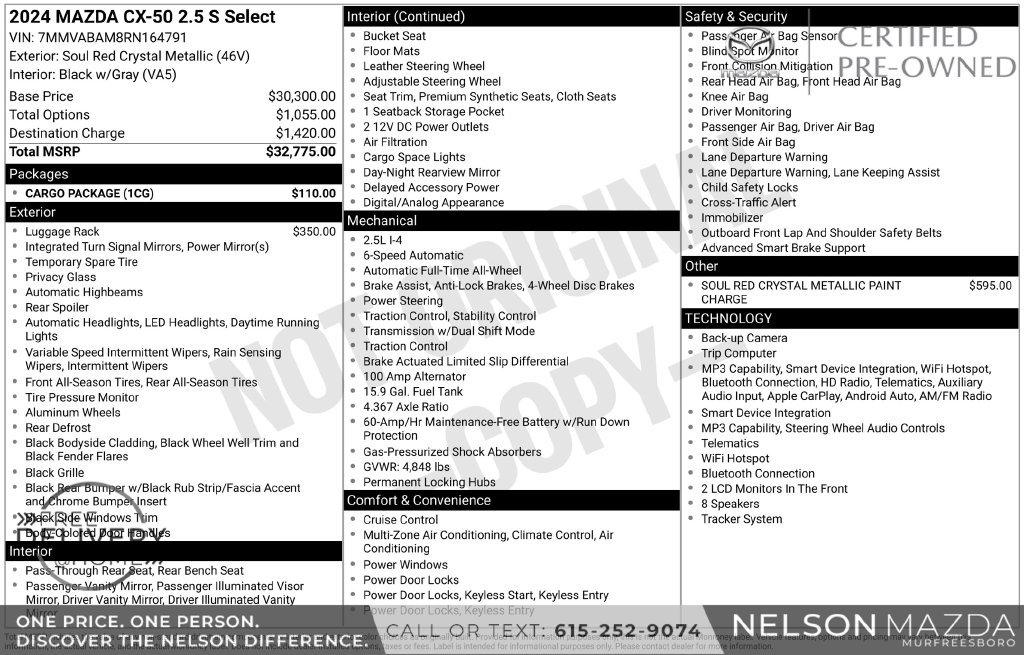 Certified 2024 MAZDA CX-50 AWD 2.5 S w/ Cargo Package image 2