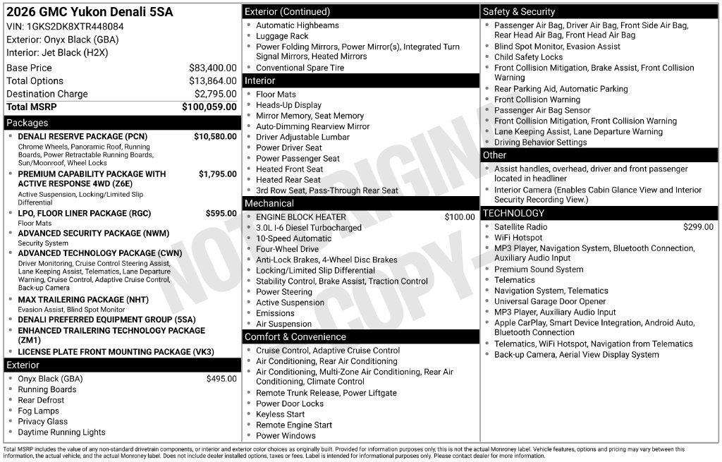 Used 2026 GMC Yukon Denali w/ Denali Reserve Package