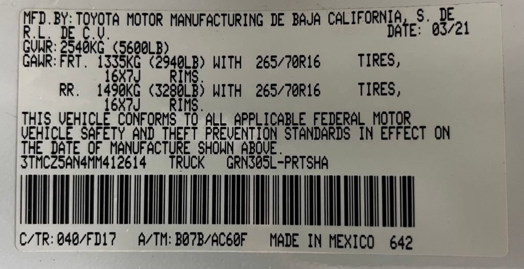 Used 2021 Toyota Tacoma TRD Off-Road w/ Technology Package AWD/4WD image 60