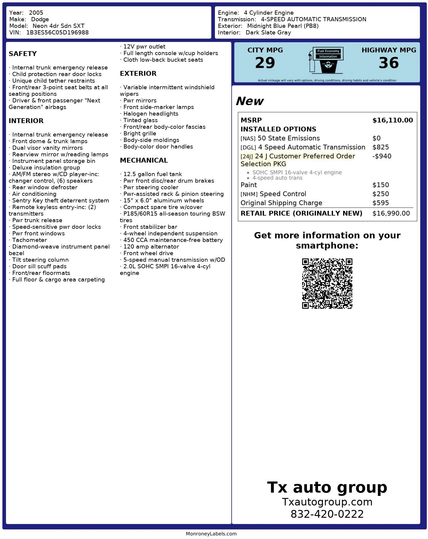 Used 2005 Dodge Neon SXT image 3