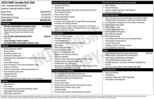 Certified 2023 GMC Acadia SLE w/ Driver Convenience Package FWD image 6