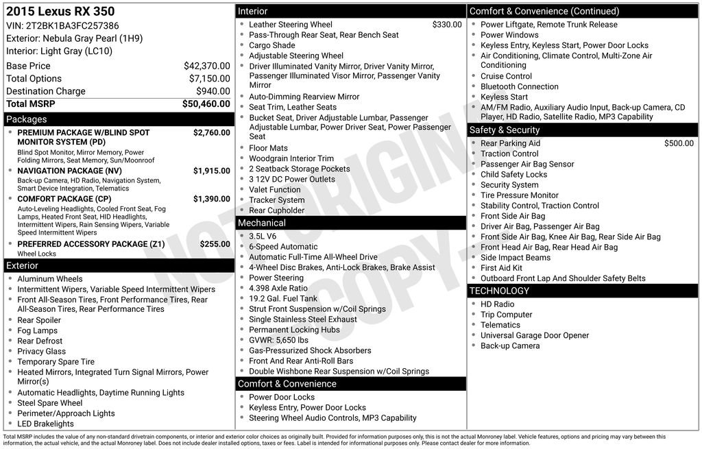 Used 2015 Lexus RX 350 AWD image 44