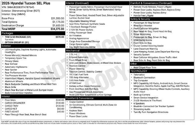 New 2026 Hyundai Tucson SEL Plus w/ Tow & Go Package FWD image 5