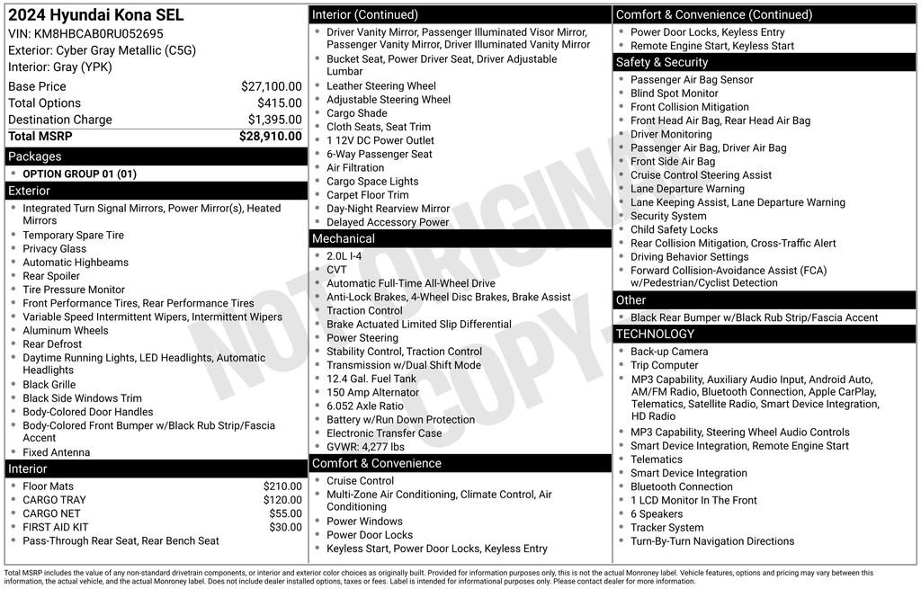 Certified 2024 Hyundai Kona SEL AWD/4WD image 31