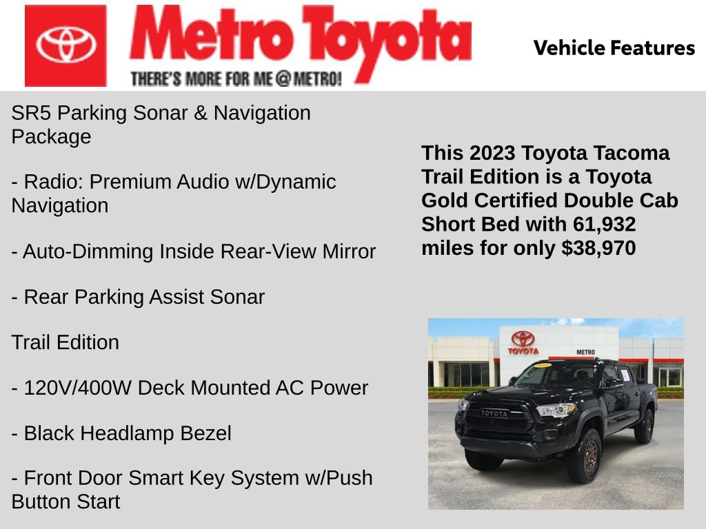 Certified 2023 Toyota Tacoma 4x4 Double Cab w/ Trail Edition image 21