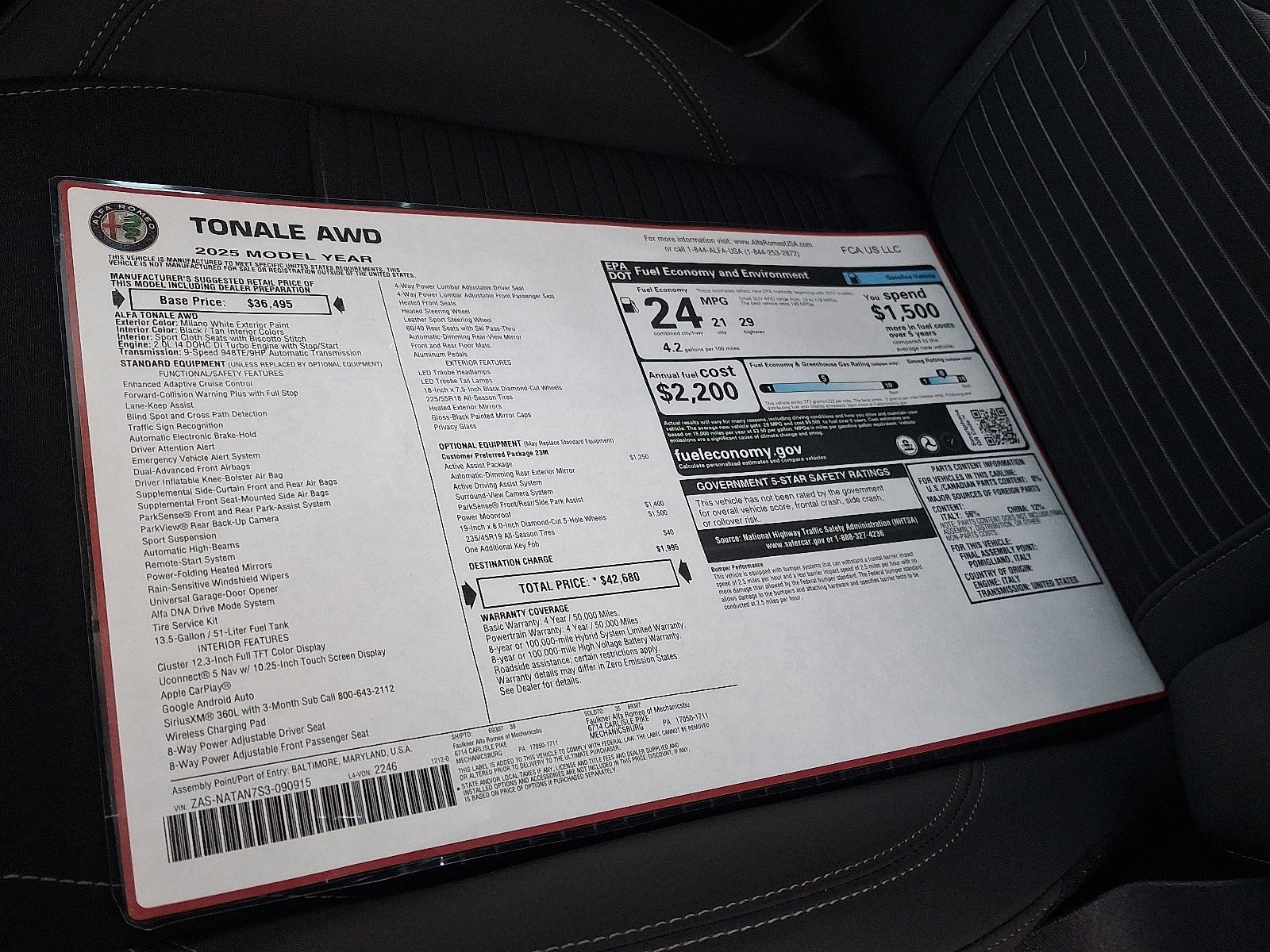 New 2025 Alfa Romeo Tonale w/ Active Assist Package image 11