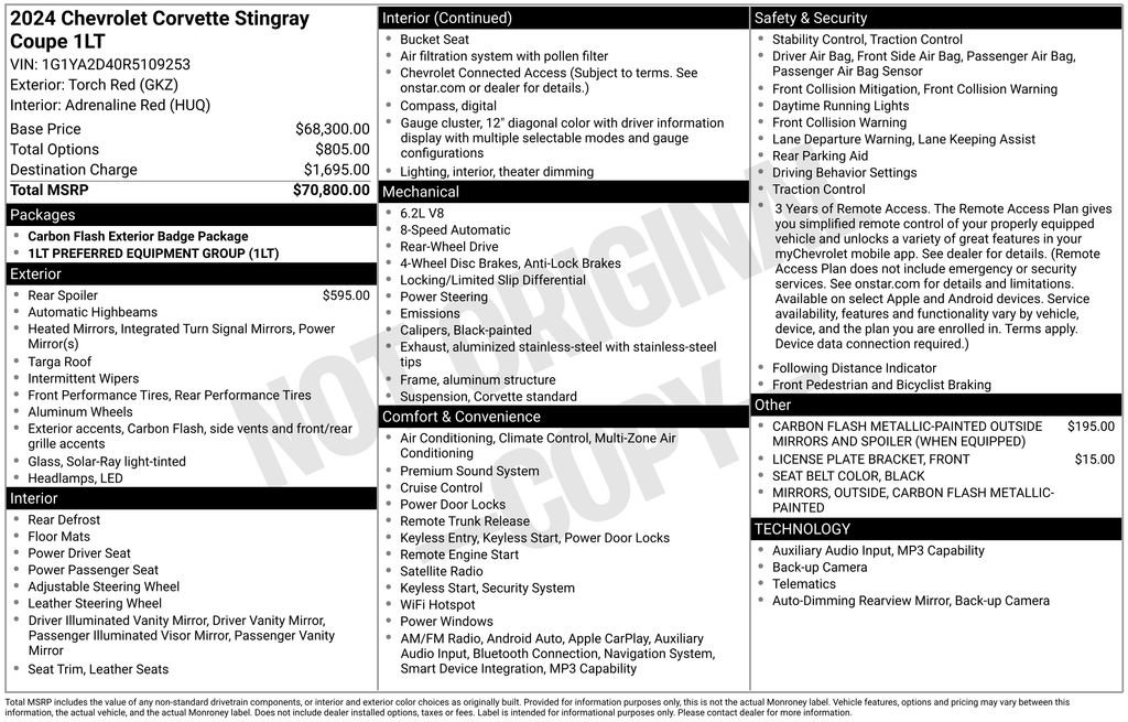 Used 2024 Chevrolet Corvette Stingray Coupe w/ 1LT RWD image 33