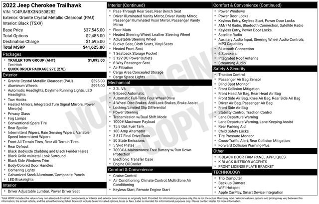 Used 2022 Jeep Cherokee Trailhawk w/ Trailer Tow Group image 15