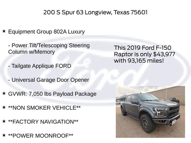 Used 2019 Ford F150 Raptor w/ Equipment Group 802A Luxury image 25