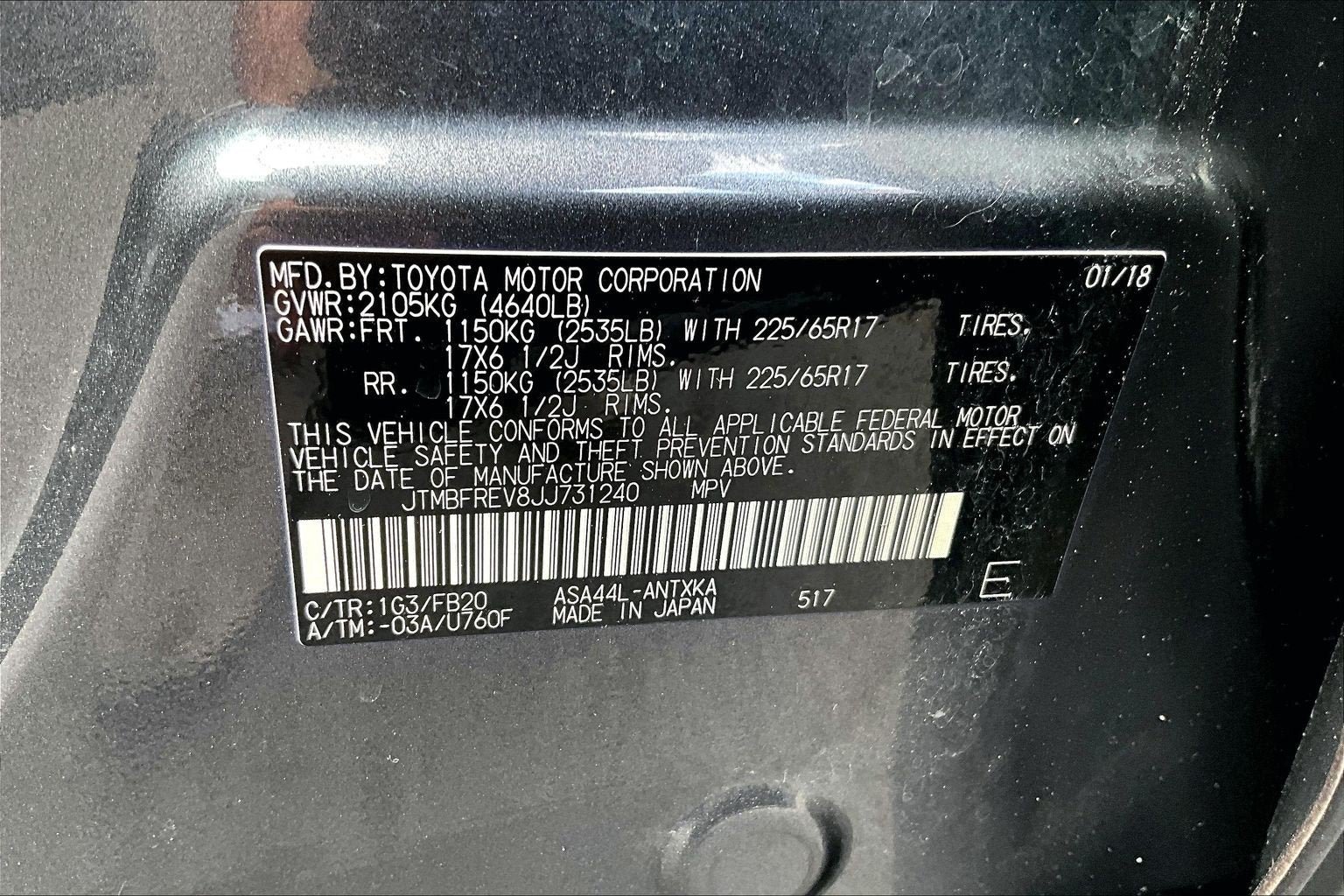 Used 2018 Toyota RAV4 LE w/ All Weather Liner Package AWD/4WD image 29