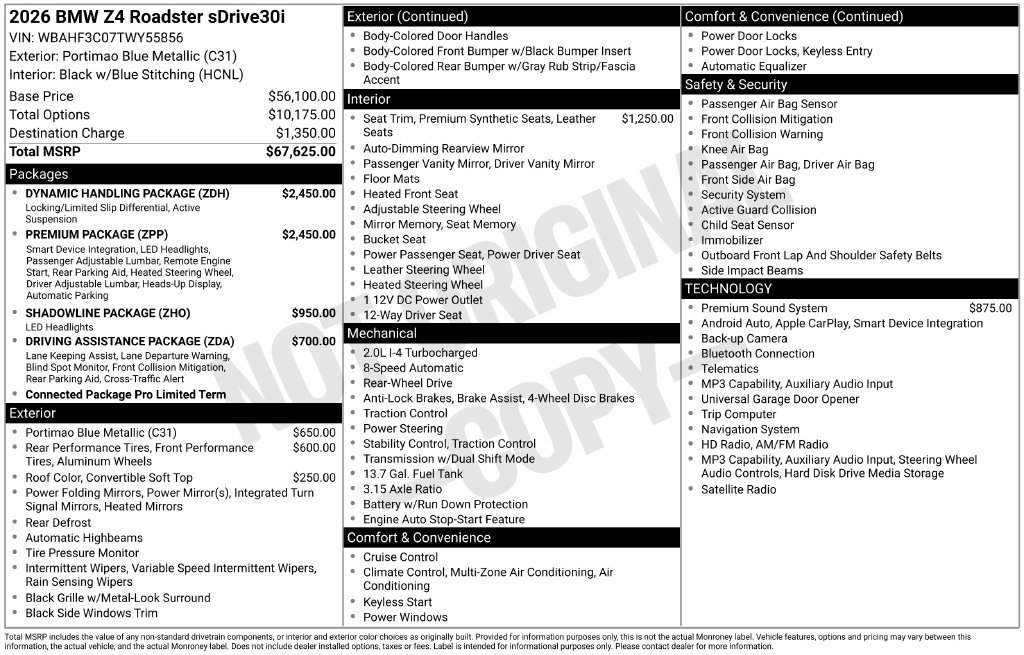 Certified 2026 BMW Z4 sDrive30i w/ Premium Package RWD image 2