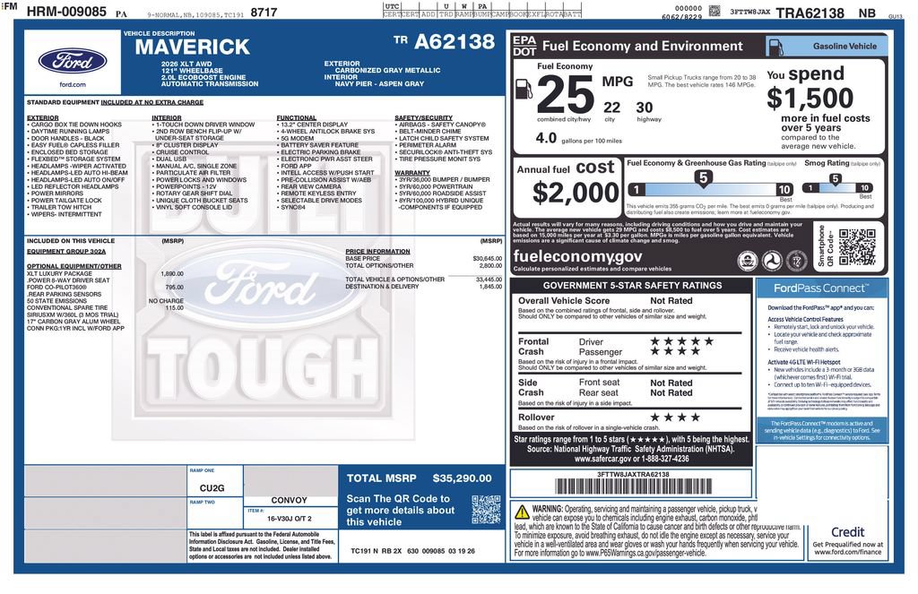 New 2026 Ford Maverick XLT w/ XLT Luxury Package AWD/4WD image 6