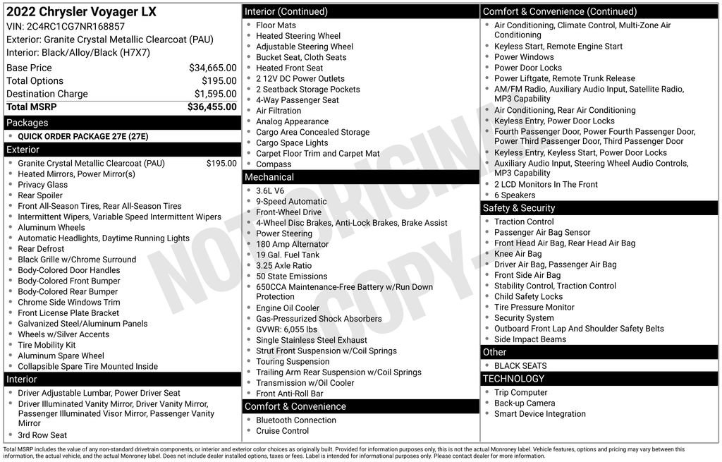 Used 2022 Chrysler Voyager LX FWD image 17