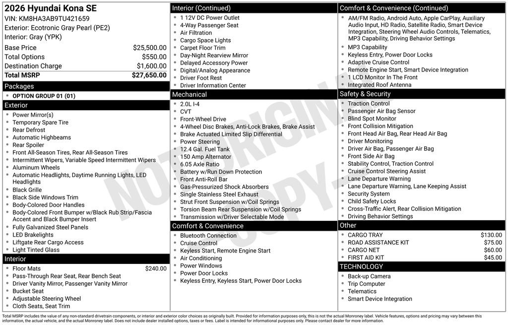Certified 2026 Hyundai Kona SE FWD image 6