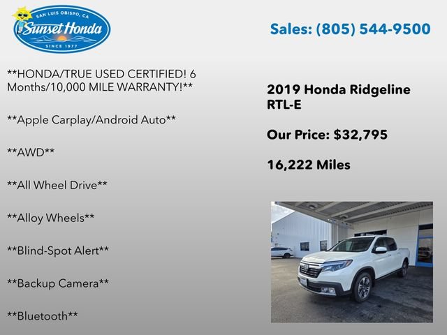 Certified 2019 Honda Ridgeline RTL-E image 6