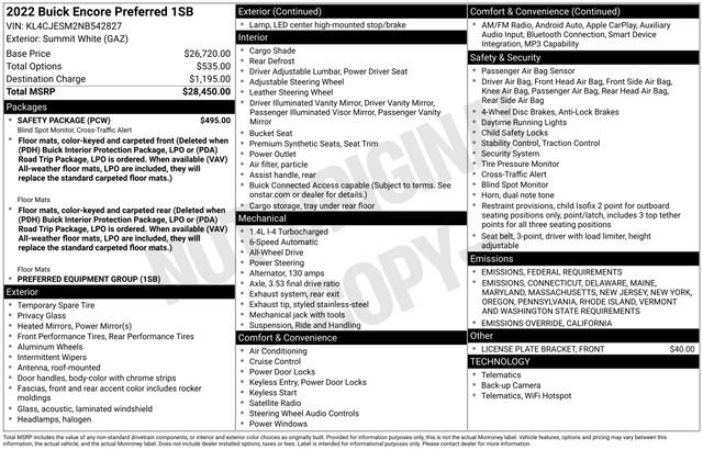 Certified 2022 Buick Encore Preferred w/ Safety Package image 40