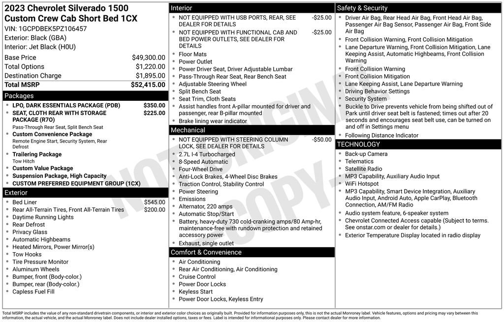 Used 2023 Chevrolet Silverado 1500 Custom w/ LPO, Dark Essentials Package AWD/4WD image 6