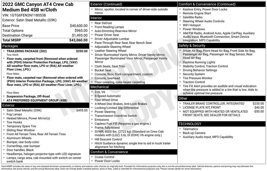 Used 2022 GMC Canyon AT4 w/ Trailering Package AWD/4WD image 12