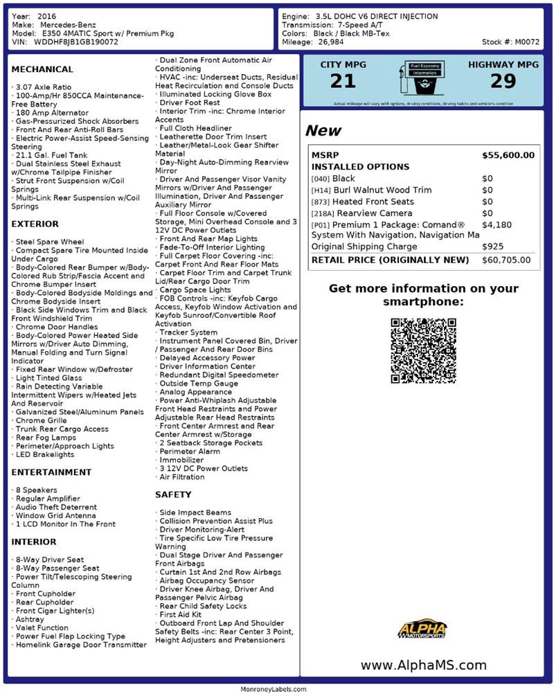 Used 2016 Mercedes-Benz E 350 4MATIC w/ Premium Package image 3