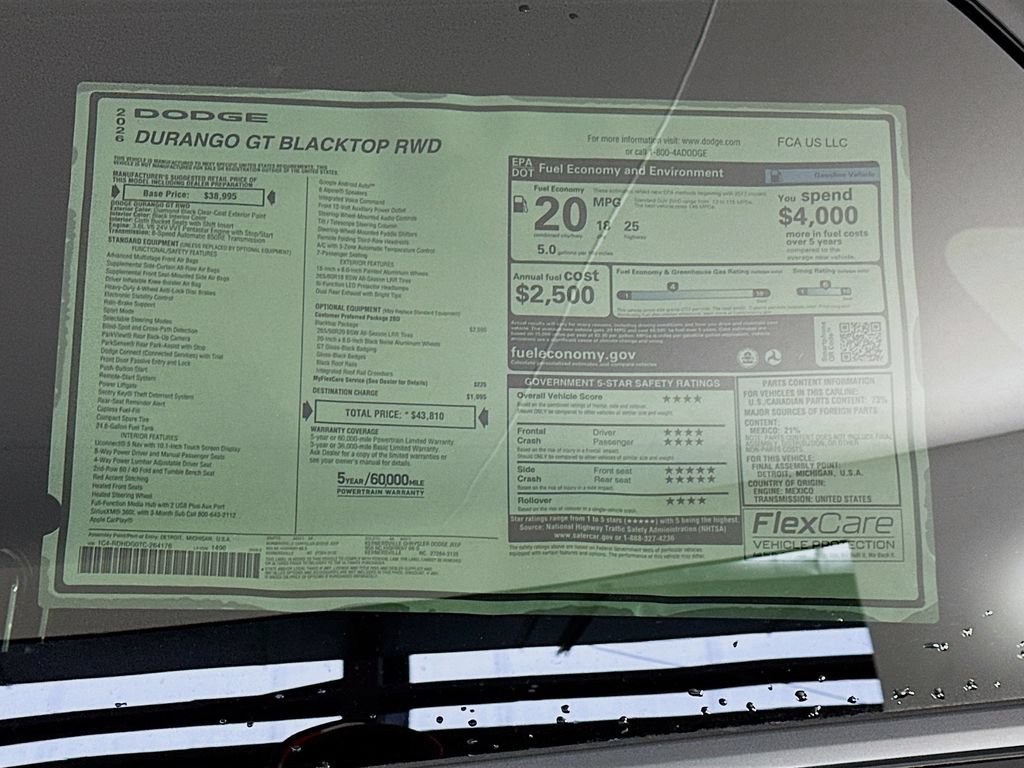 New 2026 Dodge Durango GT w/ Blacktop Package RWD image 20