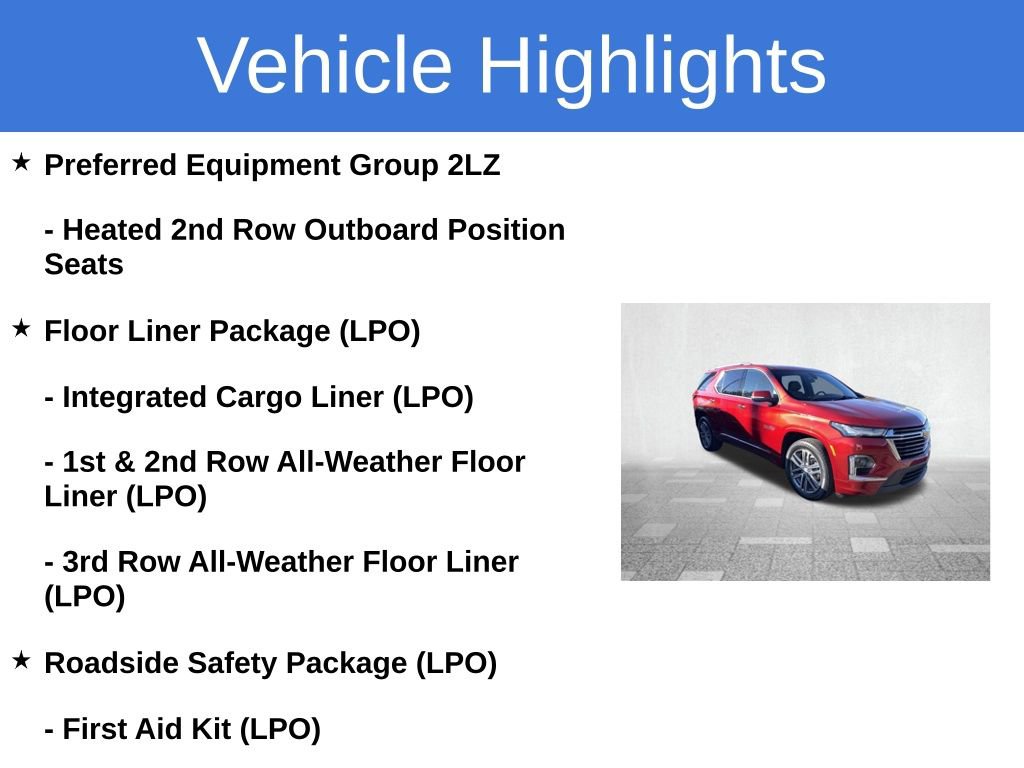 Certified 2023 Chevrolet Traverse High Country w/ LPO, Floor Liner Package image 5