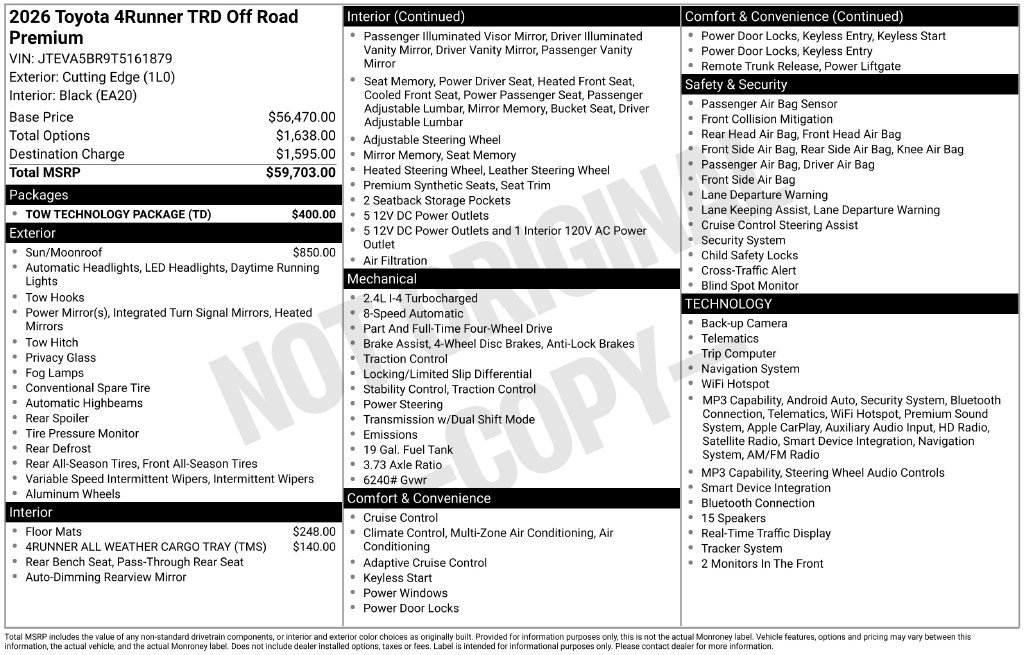 New 2026 Toyota 4Runner TRD Off-Road Premium w/ Tow Technology Package AWD/4WD image 4