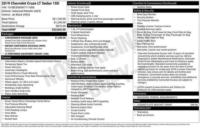 Used 2019 Chevrolet Cruze LT w/ Convenience Package image 27