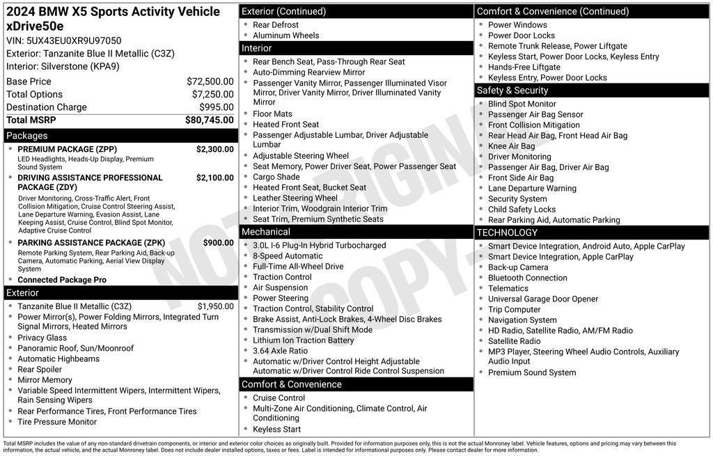 Used 2024 BMW X5 xDrive50e w/ Premium Package AWD/4WD image 3