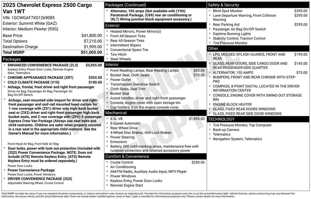 New 2025 Chevrolet Express 2500 w/ Enhanced Convenience Package RWD image 11