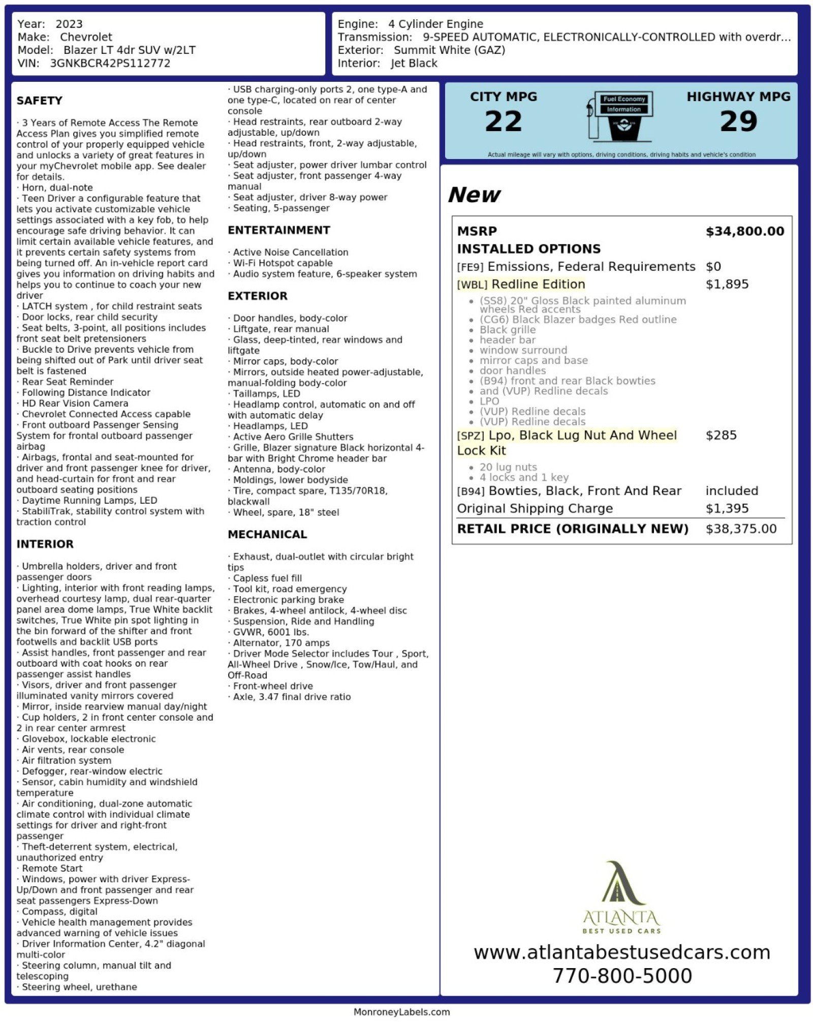 Used 2023 Chevrolet Blazer LT FWD image 51