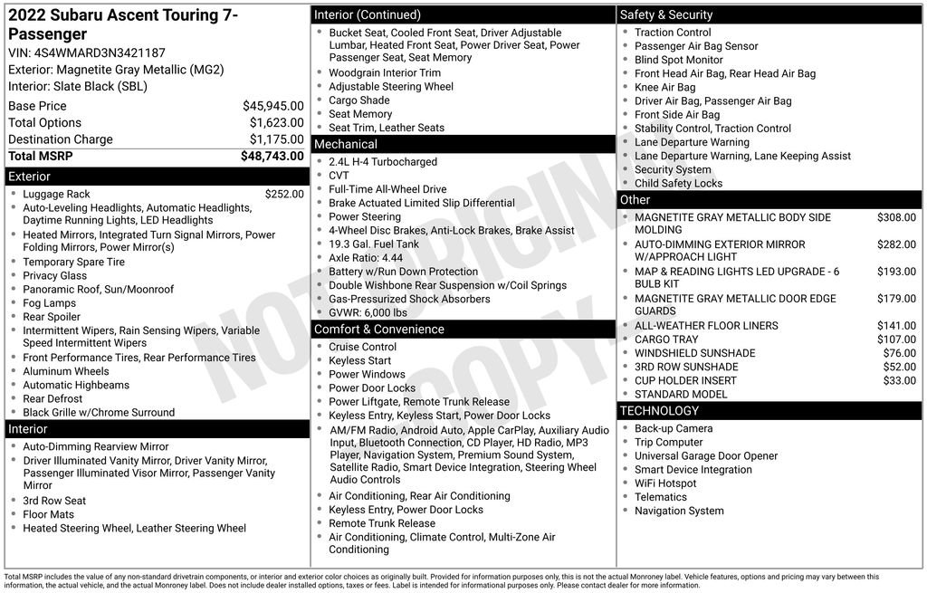 Used 2022 Subaru Ascent Touring image 7