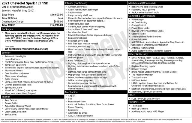 Used 2021 Chevrolet Spark LT image 15