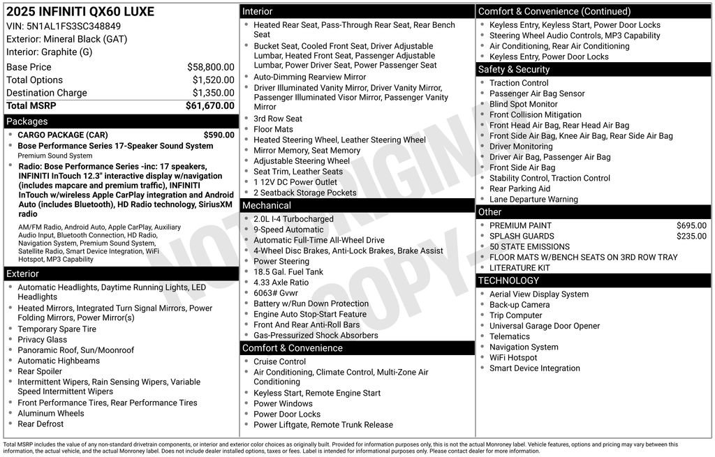 New 2025 INFINITI QX60 Luxe w/ Cargo Package image 39