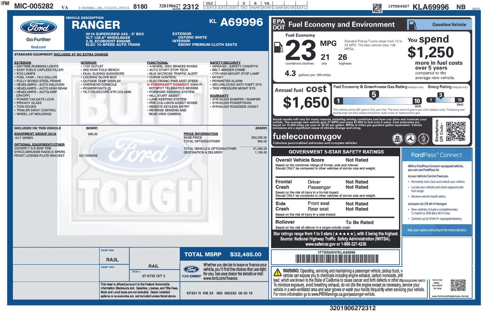 Used 2019 Ford Ranger XLT w/ Equipment Group 301A Mid RWD image 14