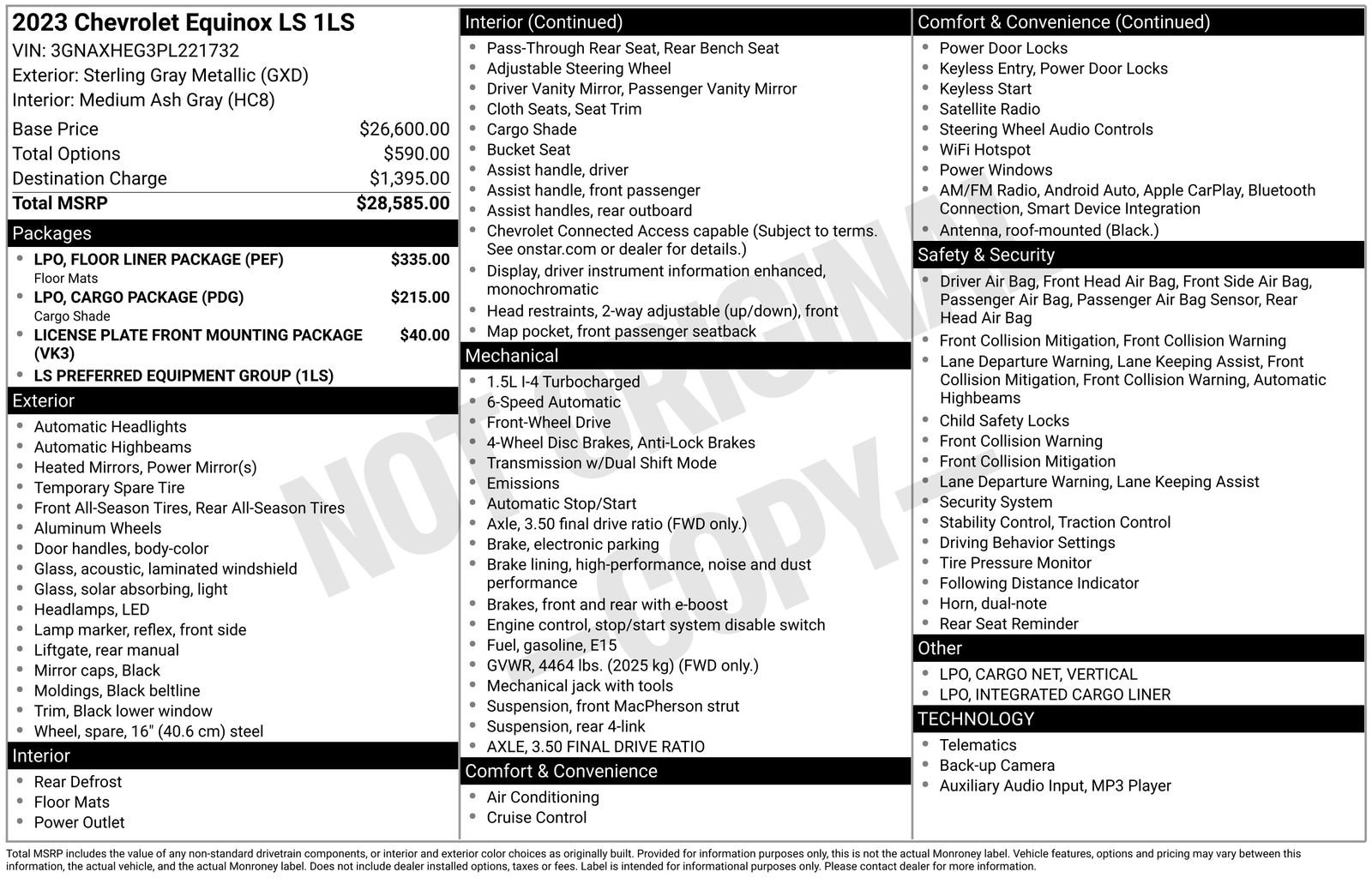 Used 2023 Chevrolet Equinox LS w/ LPO, Floor Liner Package image 14