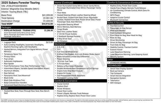 Certified 2025 Subaru Forester Touring w/ Popular Package - Touring image 13