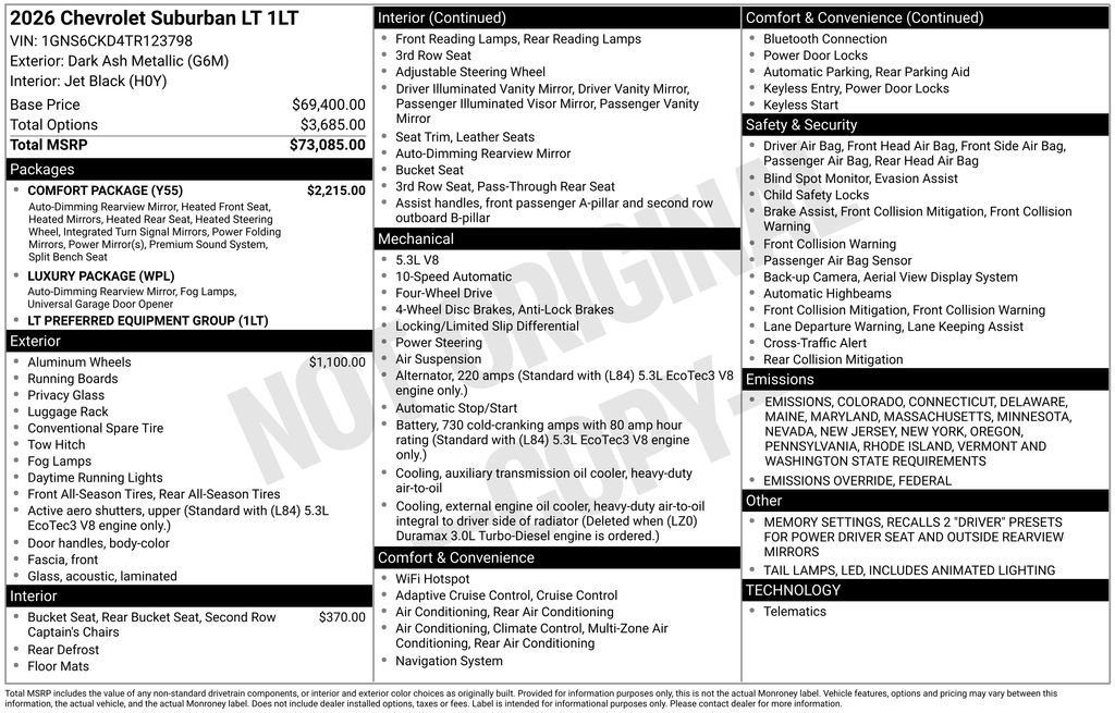 New 2026 Chevrolet Suburban LT w/ Comfort Package image 4