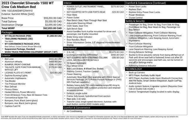 Used 2023 Chevrolet Silverado 1500 W/T w/ WT Value Package AWD/4WD image 30