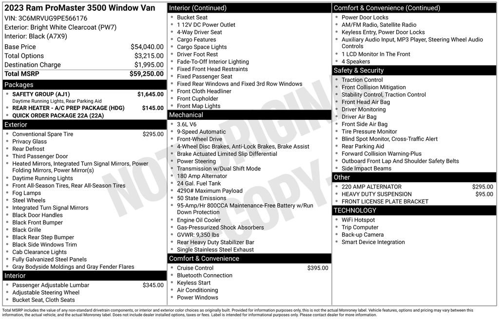 Used 2023 RAM ProMaster 3500 w/ Safety Group image 15