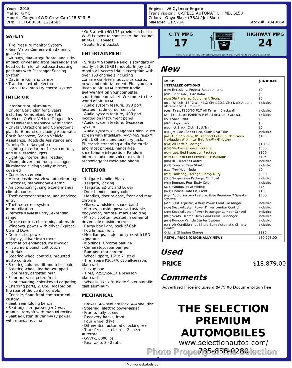 Used 2015 GMC Canyon SLE w/ All-Terrain Package AWD/4WD image 2