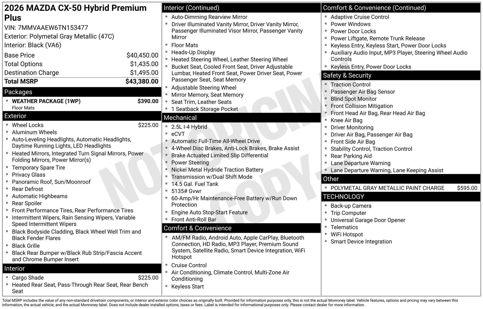 New 2026 MAZDA CX-50 2.5 Hybrid w/ Premium Plus Pkg AWD/4WD image 45