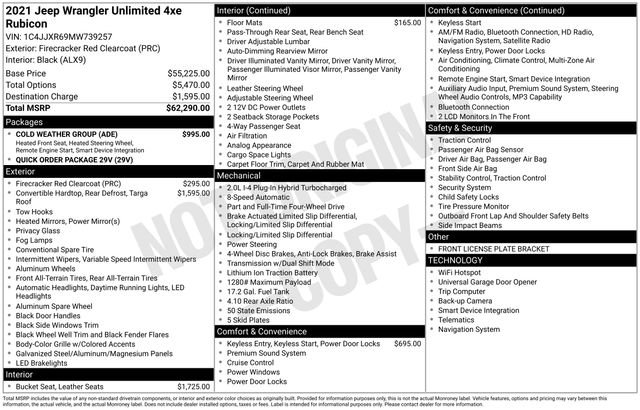 Used 2021 Jeep Wrangler Unlimited Rubicon 4xe w/ Cold Weather Group image 31