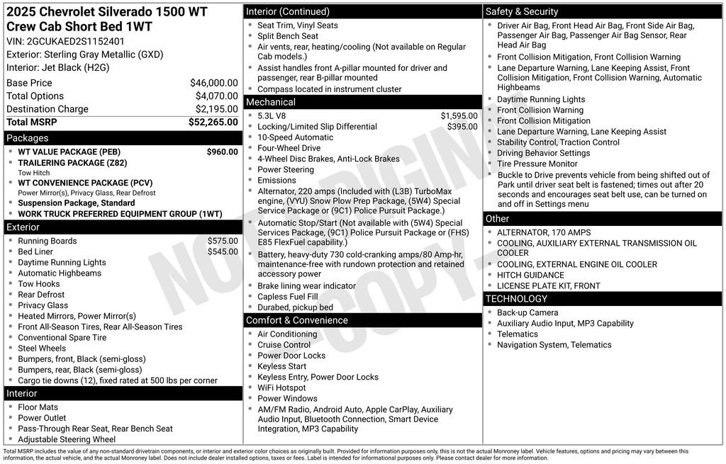 Used 2025 Chevrolet Silverado 1500 W/T w/ WT Value Package AWD/4WD image 55