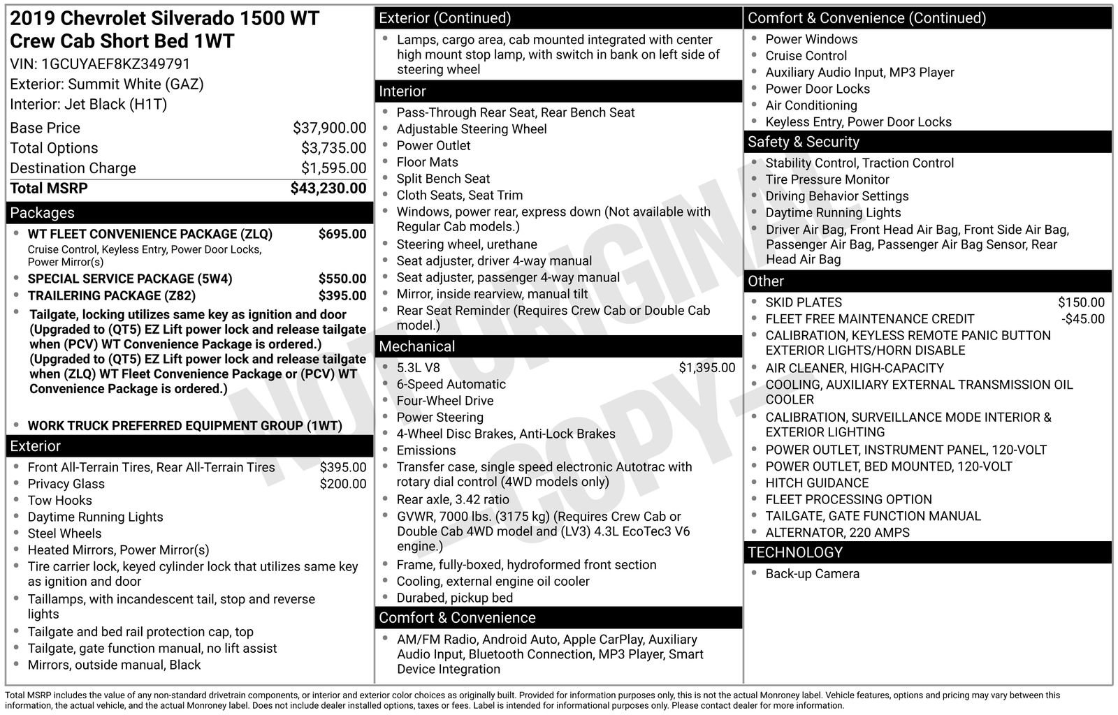 Used 2019 Chevrolet Silverado 1500 W/T w/ WT Fleet Convenience Package image 6