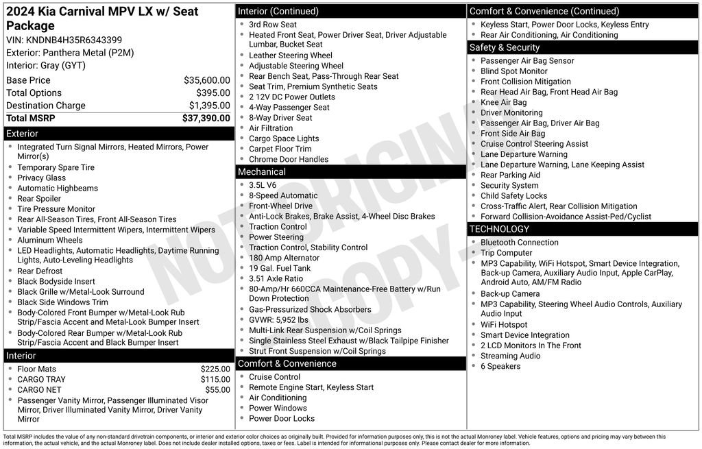 Certified 2024 Kia Carnival LX FWD image 32
