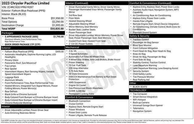 Used 2023 Chrysler Pacifica Limited w/ S Appearance Package AWD/4WD image 51