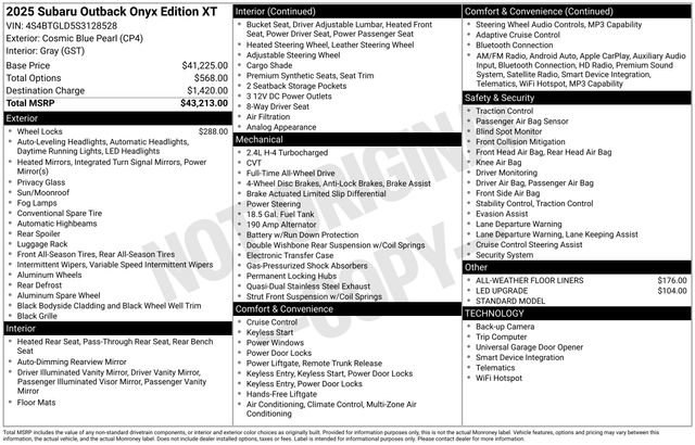 Used 2025 Subaru Outback Onyx Edition XT AWD/4WD image 7