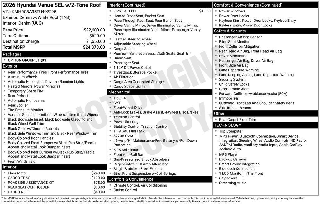 New 2026 Hyundai Venue SEL FWD image 20